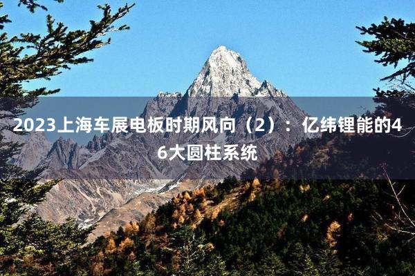 2023上海车展电板时期风向（2）：亿纬锂能的46大圆柱系统